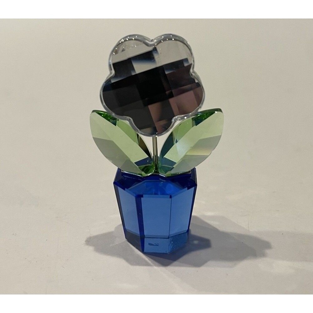 Swarovski Crystal Happy Flower in Clear Blue Pot Figurine #9460NR000121